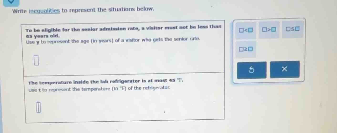 write inequalities to represent the situations below. to be eligible fo…