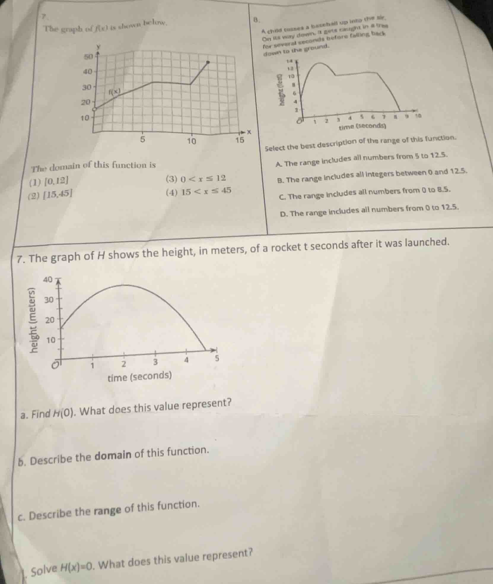 7. the graph of f(x) is shown below. the domain of this function is (1)…