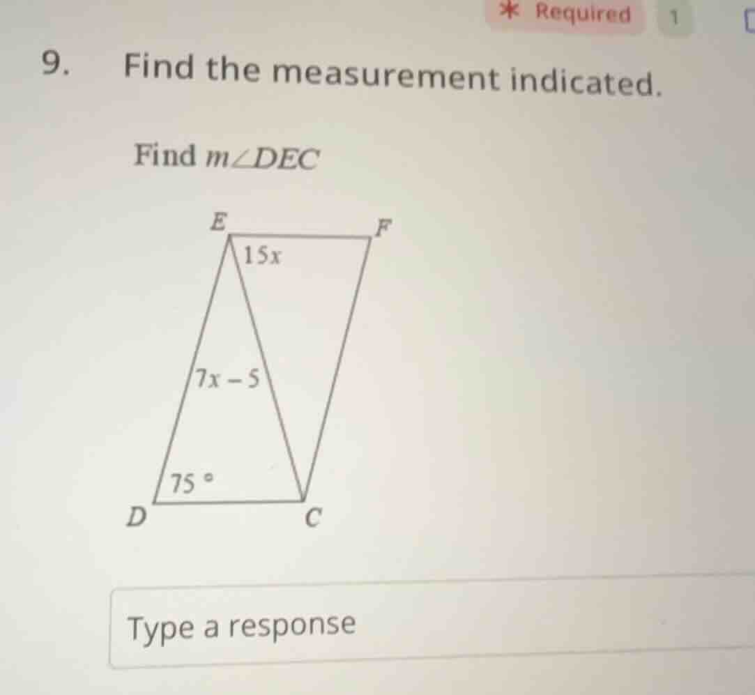 9. find the measurement indicated. find ( mangle dec ) image of a paral…