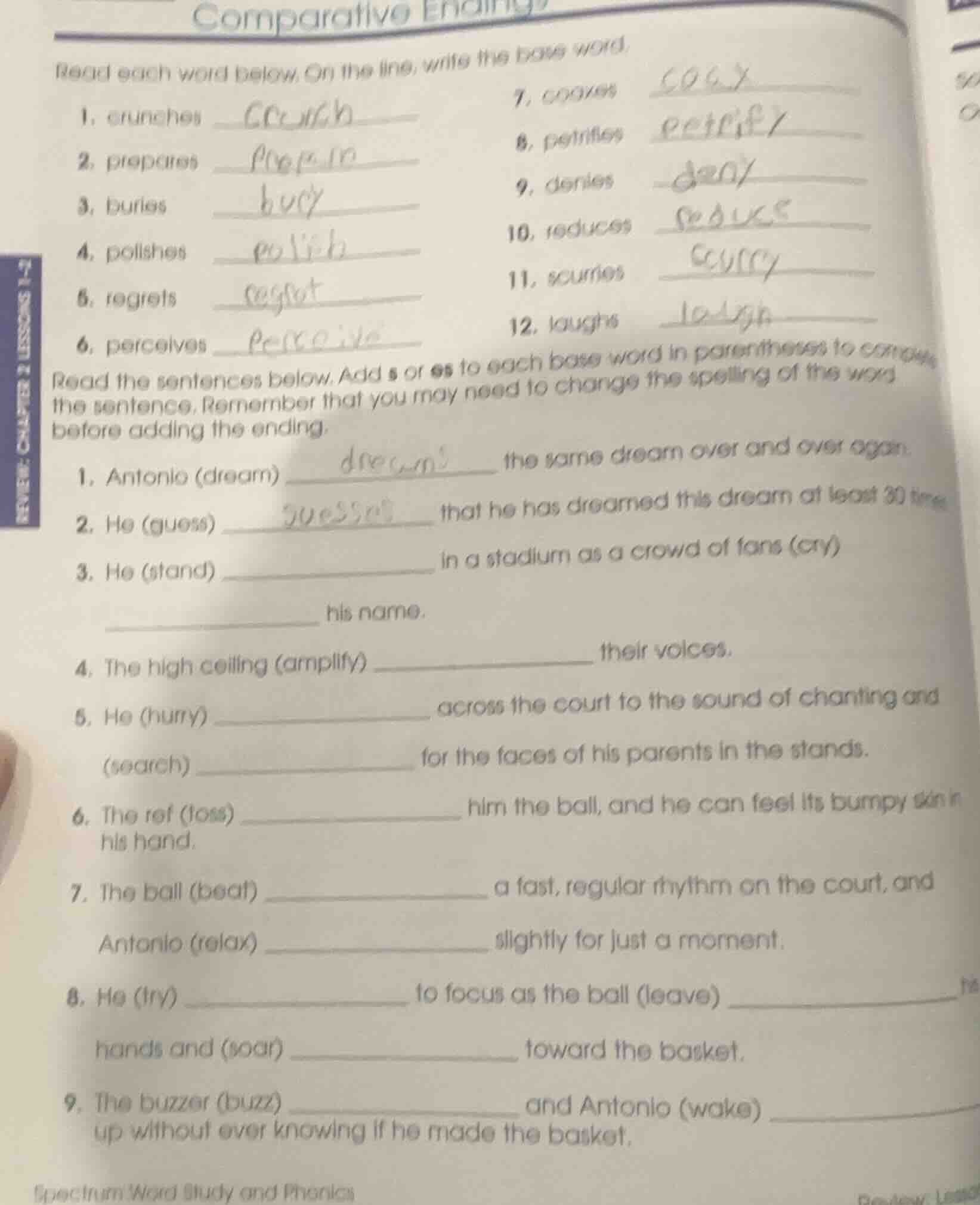 comparative endings read each word below. on the line, write the base w…
