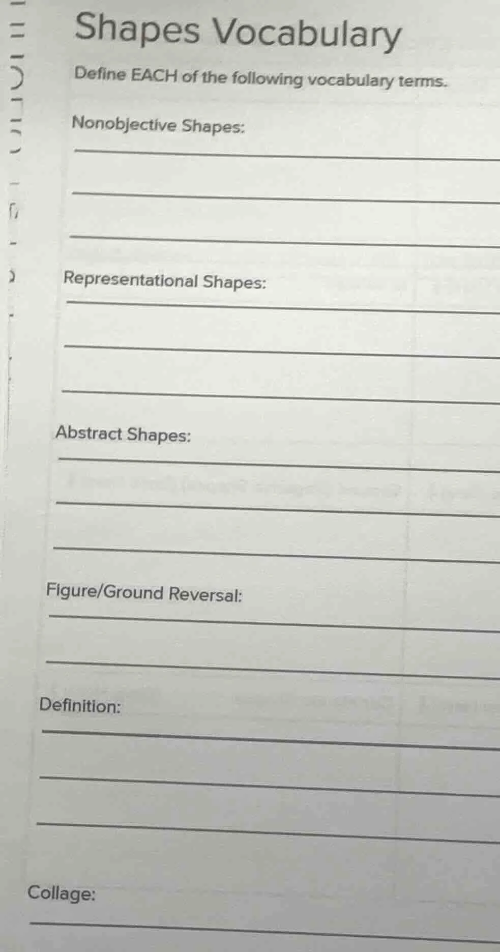 shapes vocabulary define each of the following vocabulary terms. nonobj…