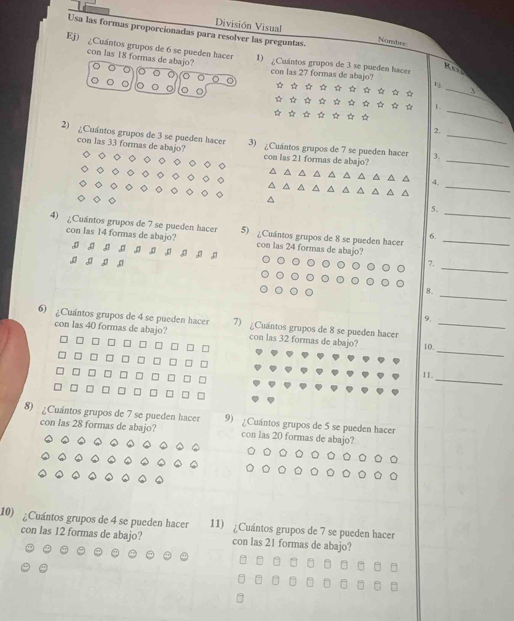 división visual nombre: usa las formas proporcionadas para resolver las…
