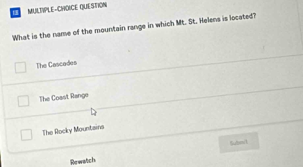 multiple-choice question what is the name of the mountain range in whic…