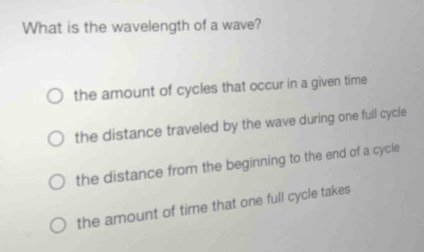 what is the wavelength of a wave? the amount of cycles that occur in a …