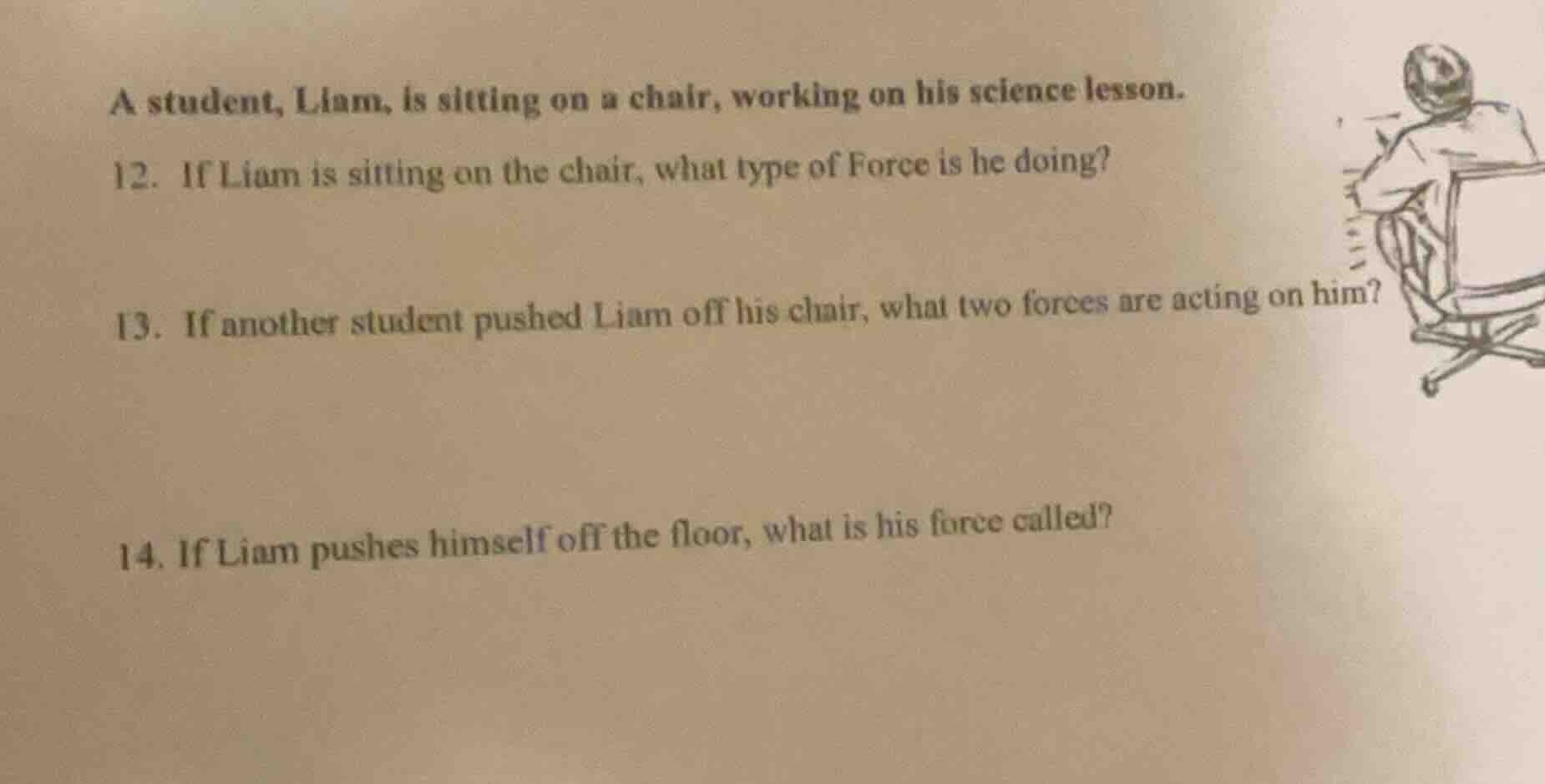 a student, liam, is sitting on a chair, working on his science lesson. …