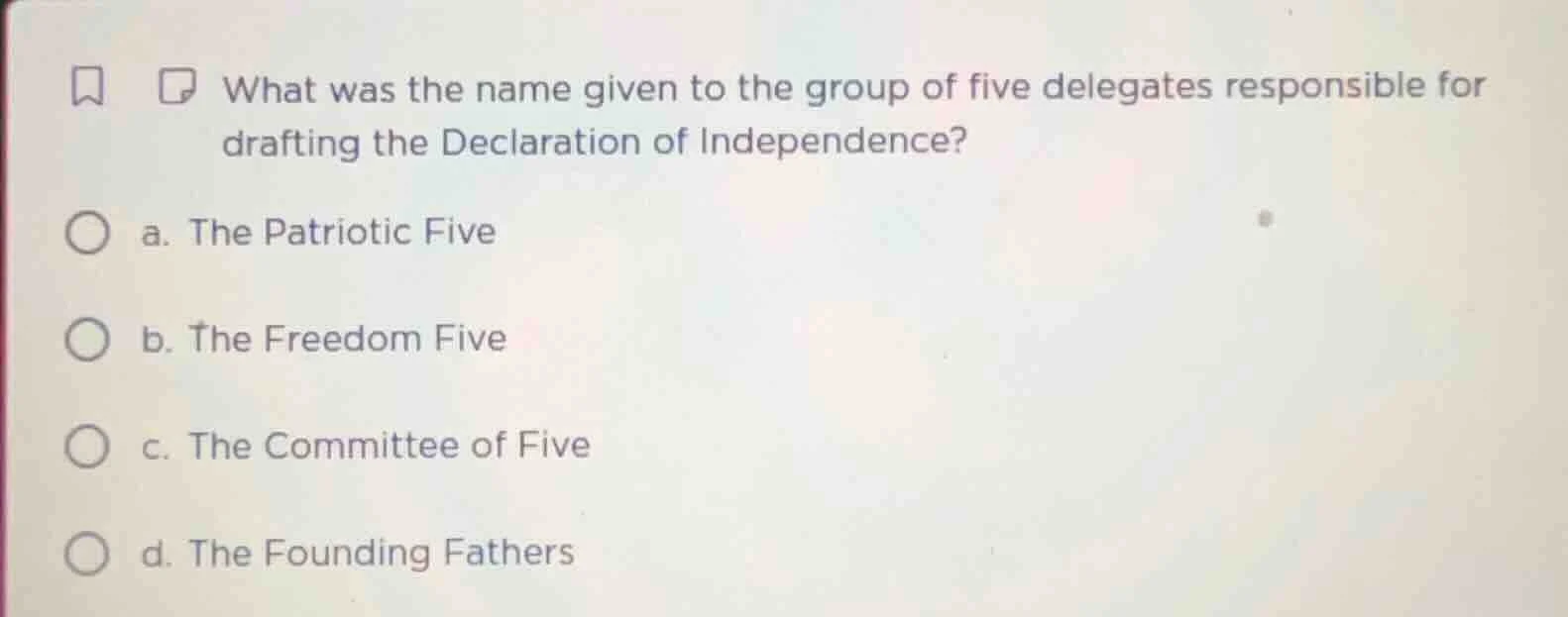 what was the name given to the group of five delegates responsible for …
