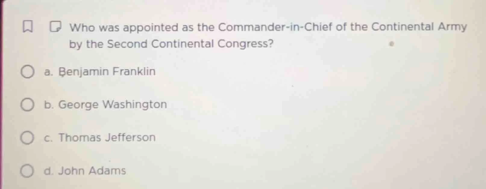 who was appointed as the commander-in-chief of the continental army by …