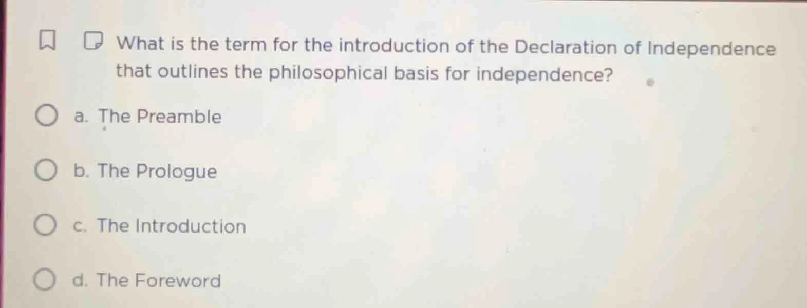 what is the term for the introduction of the declaration of independenc…