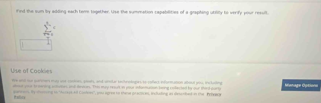 find the sum by adding each term together. use the summation capabiliti…