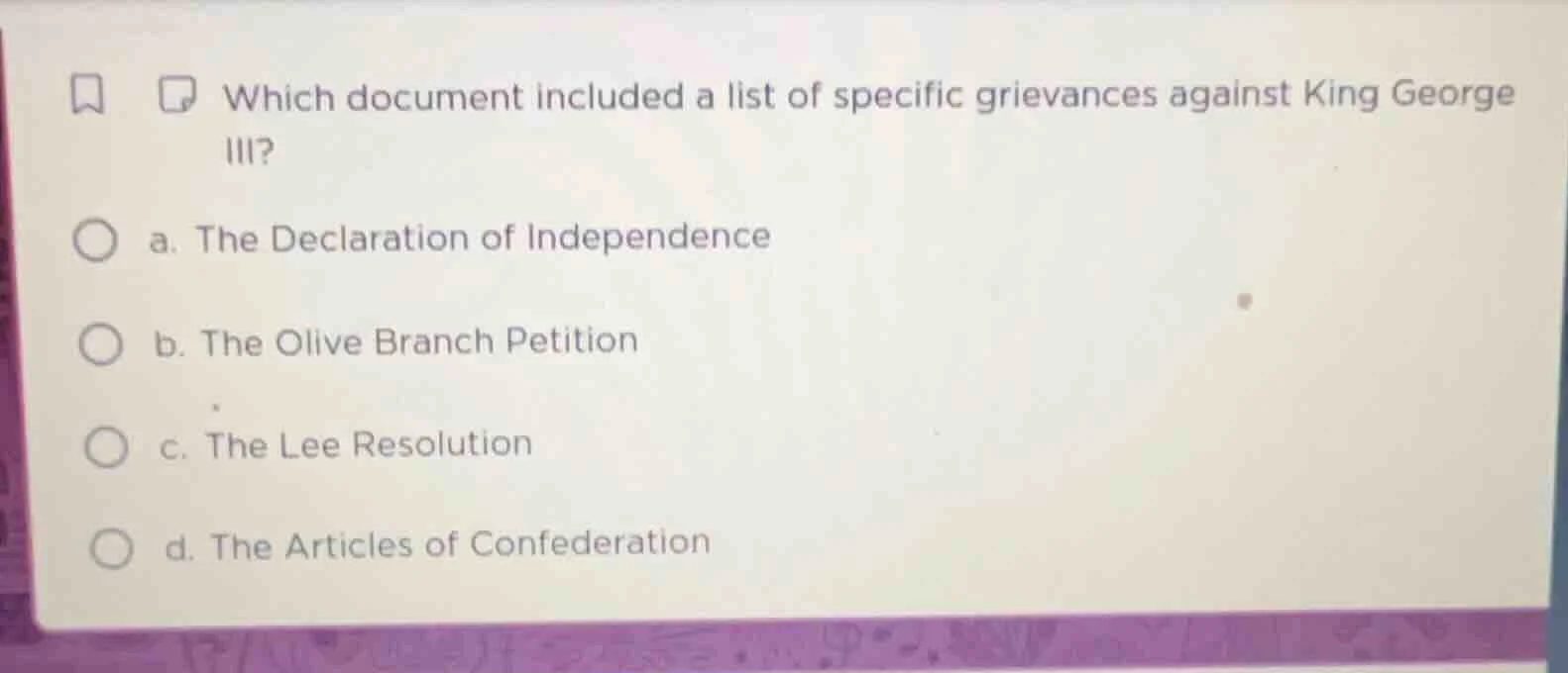 which document included a list of specific grievances against king geor…
