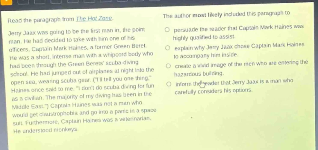 read the paragraph from the hot zone. jerry jaax was going to be the fi…