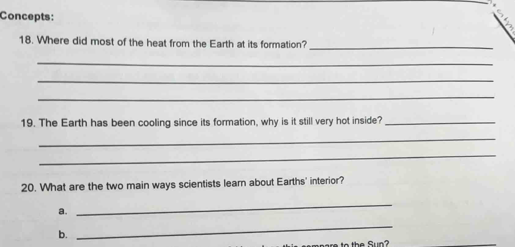 concepts: 18. where did most of the heat from the earth at its formatio…