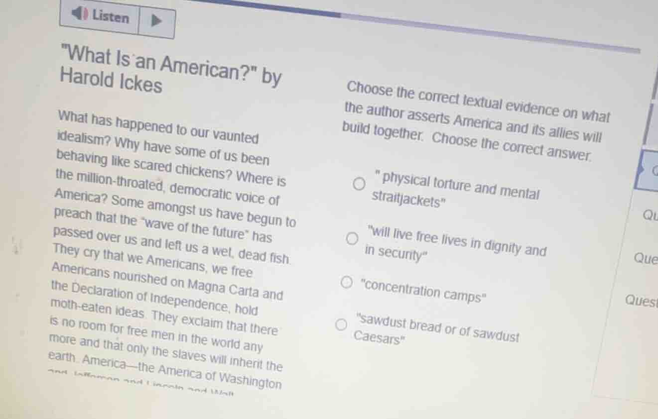 listen \what is an american?\ by harold ickes what has happened to our …