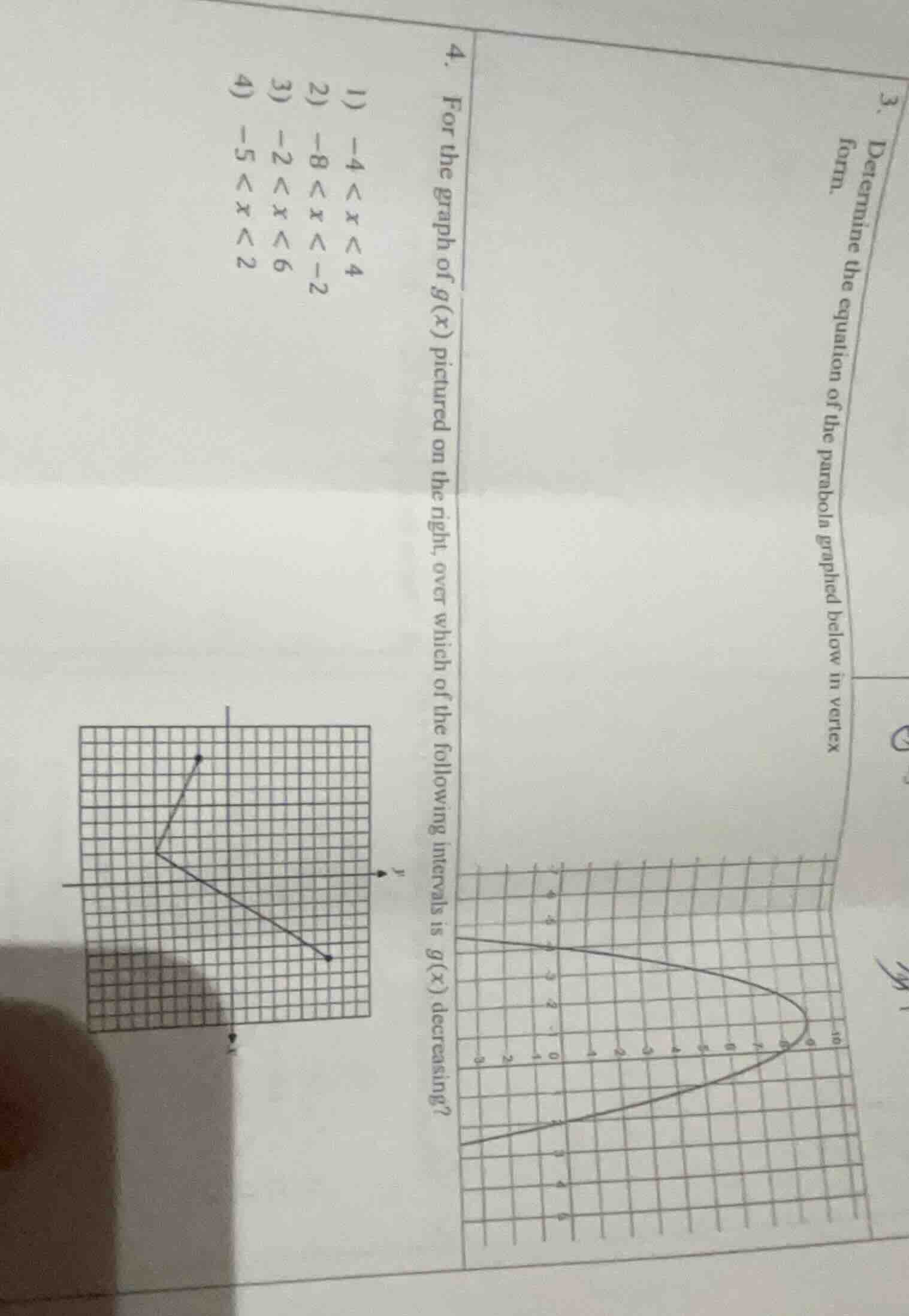 4. for the graph of g(x) pictured on the right, over which of the follo…