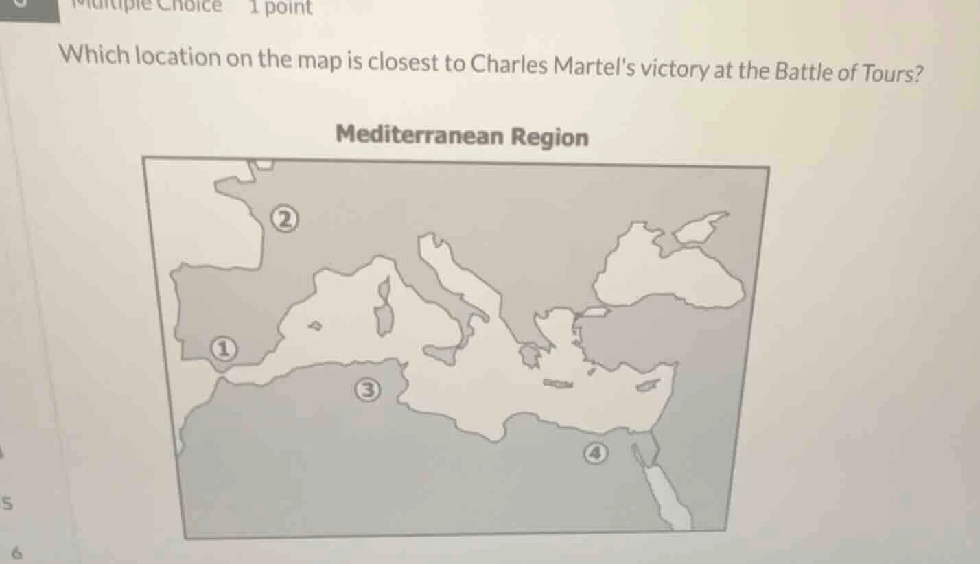 multiple choice 1 point which location on the map is closest to charles…