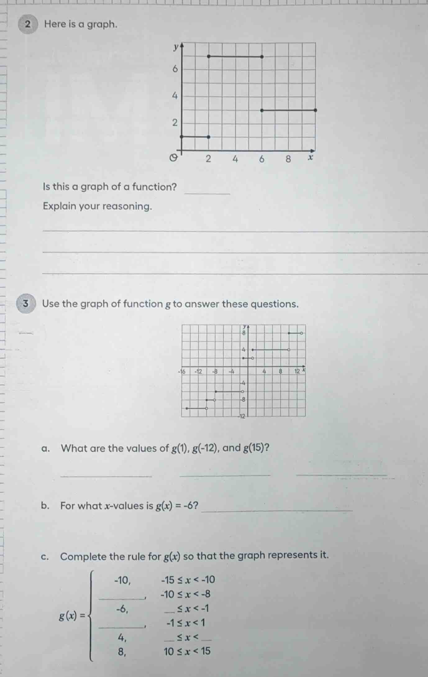 2 here is a graph. graph of a piecewise function with three horizontal …