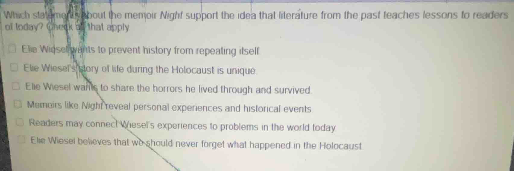 which statements about the memoir night support the idea that literatur…