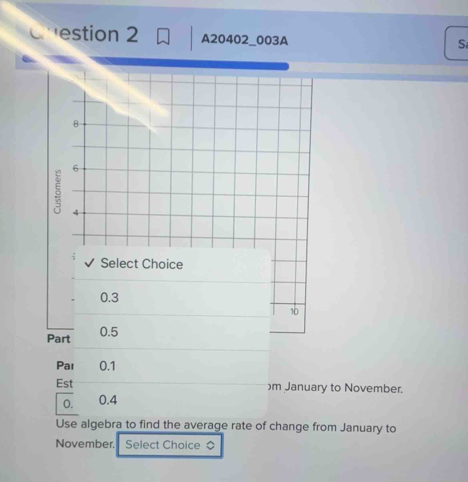 question 2 a20402_003a customers part par est 0. from january to novemb…