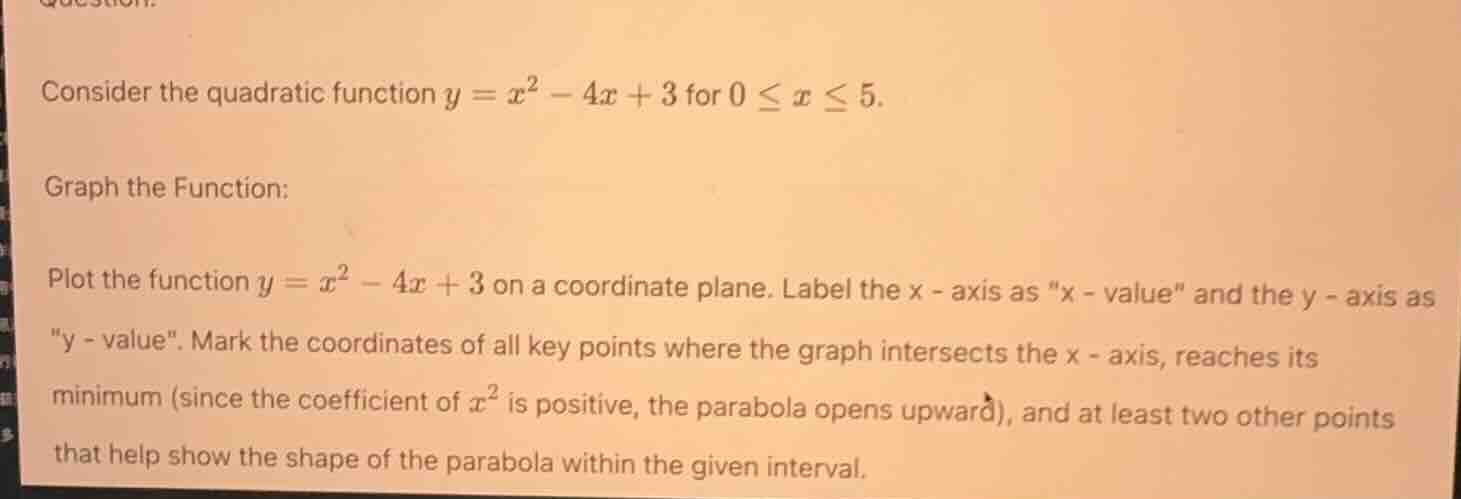 consider the quadratic function $y = x^2 - 4x + 3$ for $0 \\leq x \\leq…