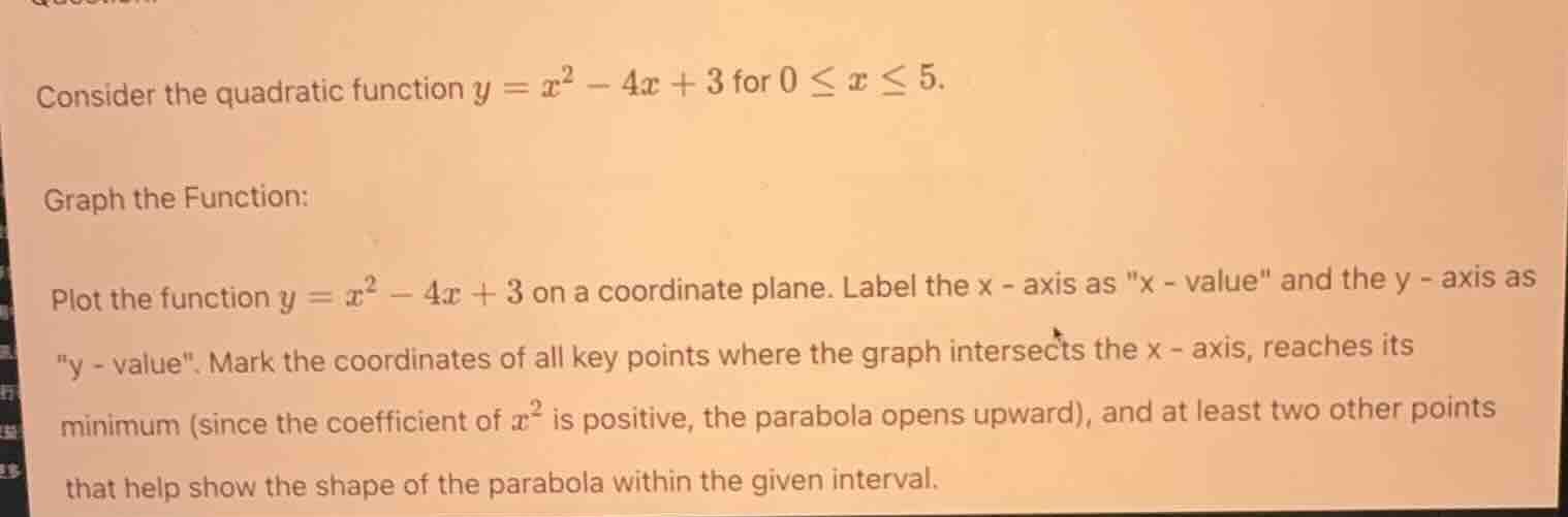 consider the quadratic function $y = x^2 - 4x + 3$ for $0 \\leq x \\leq…