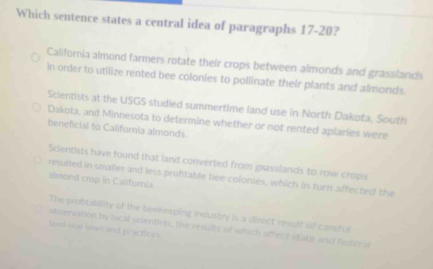 which sentence states a central idea of paragraphs 17-20? ○ california …