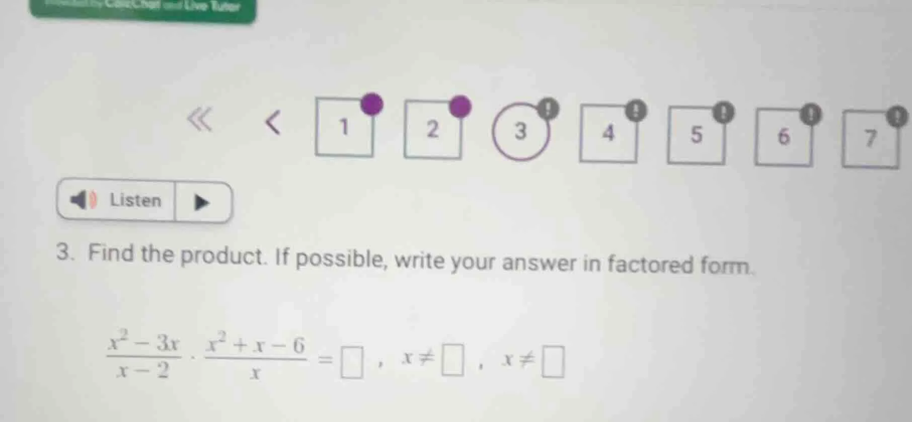 3. find the product. if possible, write your answer in factored form. \…