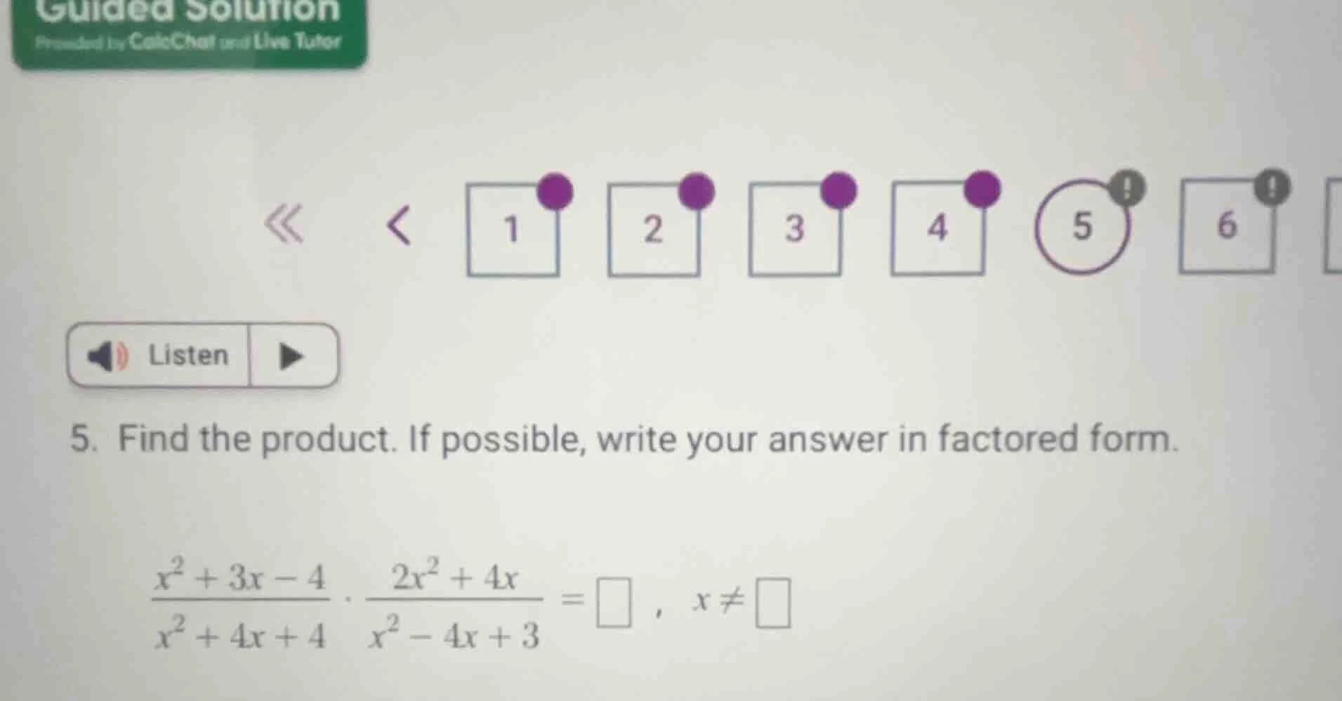 5. find the product. if possible, write your answer in factored form. \…