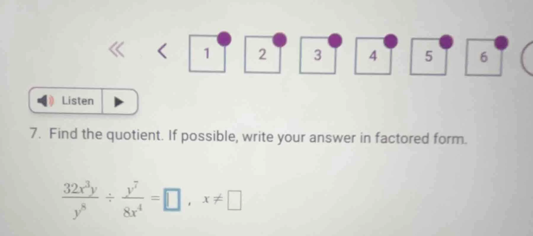 7. find the quotient. if possible, write your answer in factored form. …