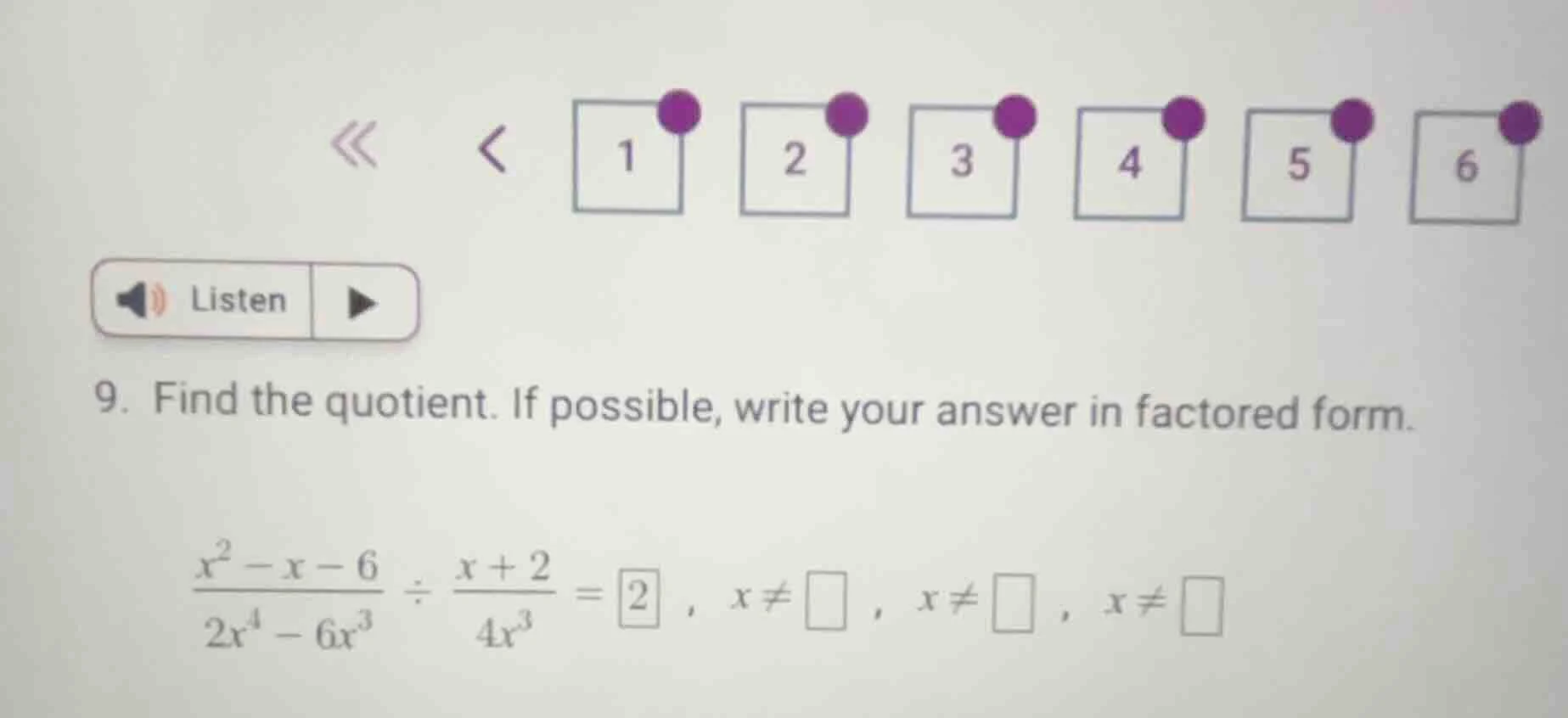 9. find the quotient. if possible, write your answer in factored form. …