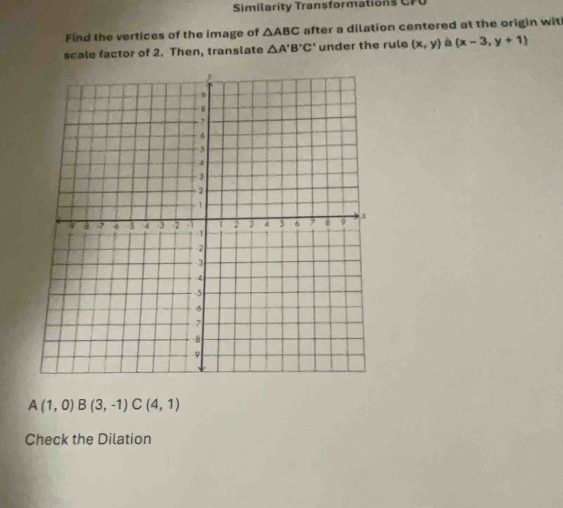 similarity transformations cfu find the vertices of the image of $\\tri…