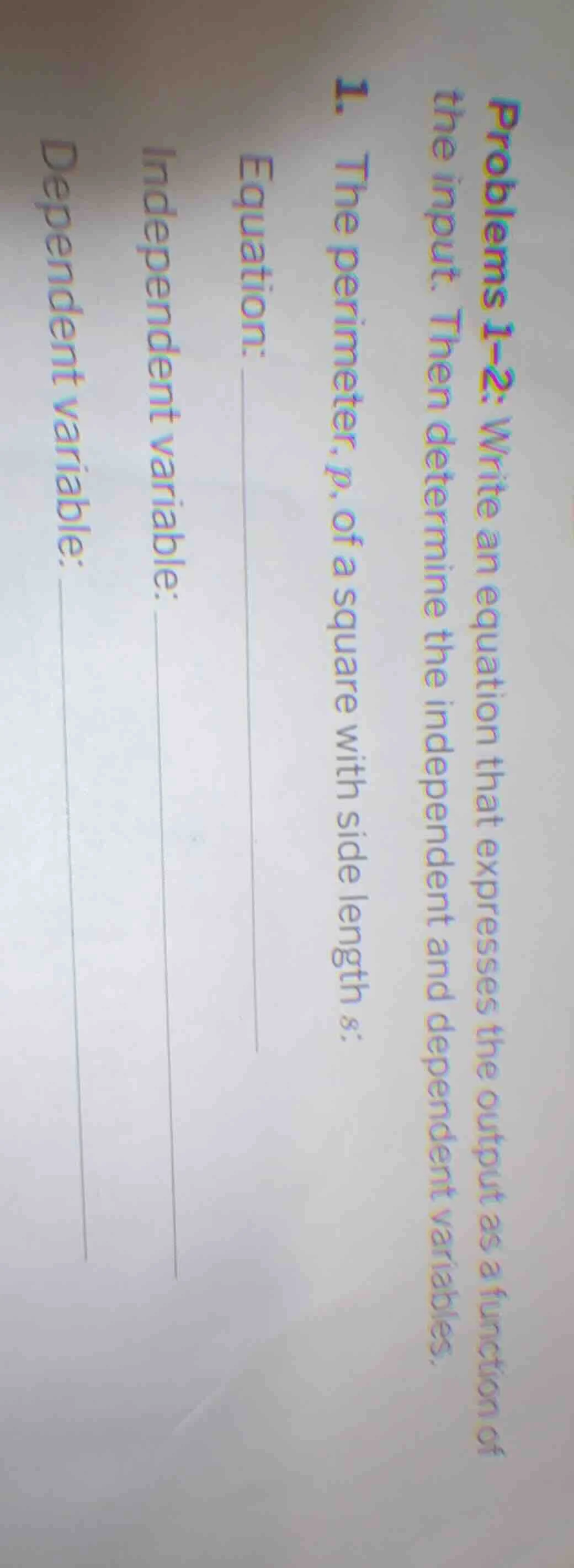 problems 1–2: write an equation that expresses the output as a function…