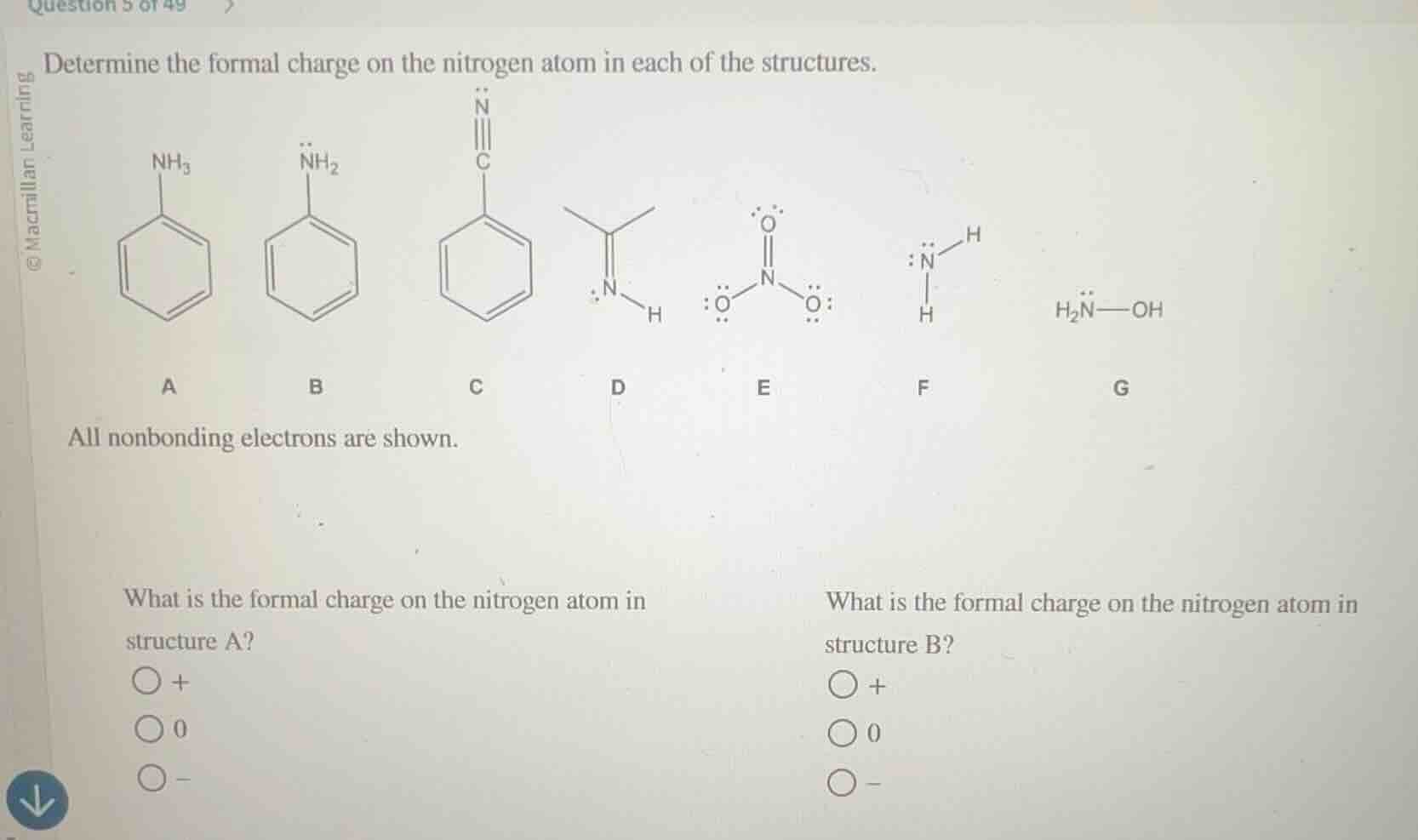 determine the formal charge on the nitrogen atom in each of the structu…
