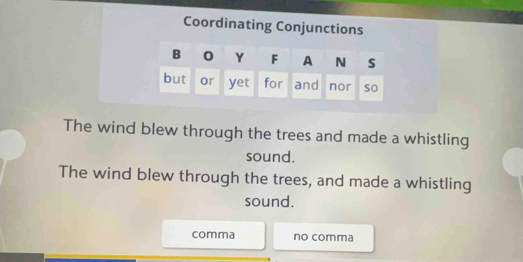coordinating conjunctions b o y f a n s but or yet for and nor so the w…
