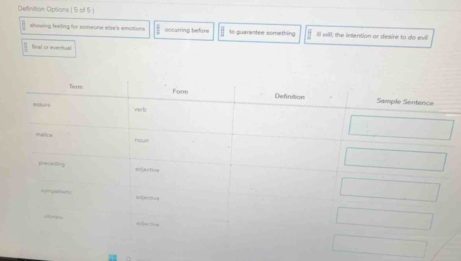 definition options (5 of 5) showing feeling for someone elses emotions …