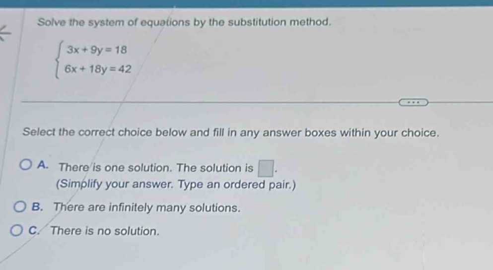 solve the system of equations by the substitution method.\\begin{cases}…