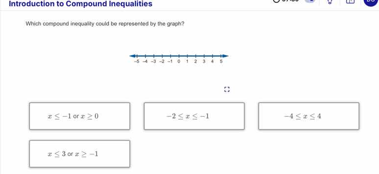 introduction to compound inequalities which compound inequality could b…