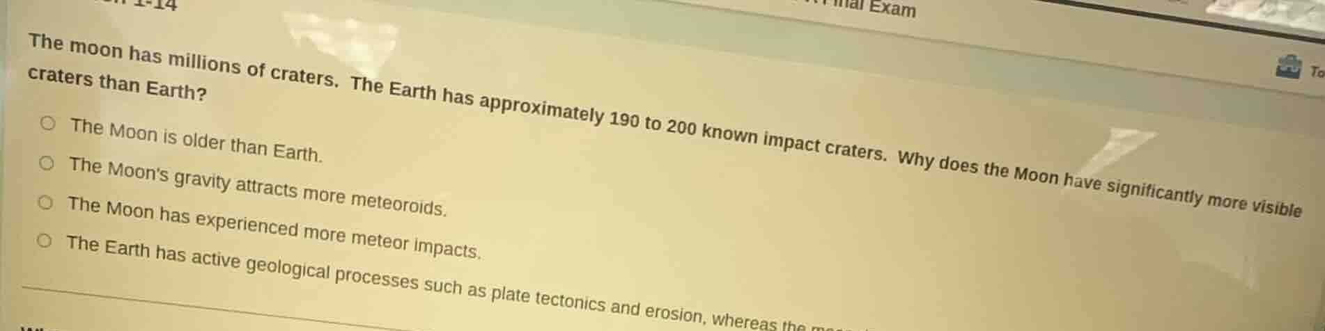 the moon has millions of craters. the earth has approximately 190 to 20…