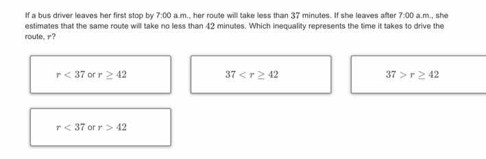 if a bus driver leaves her first stop by 7:00 a.m., her route will take…