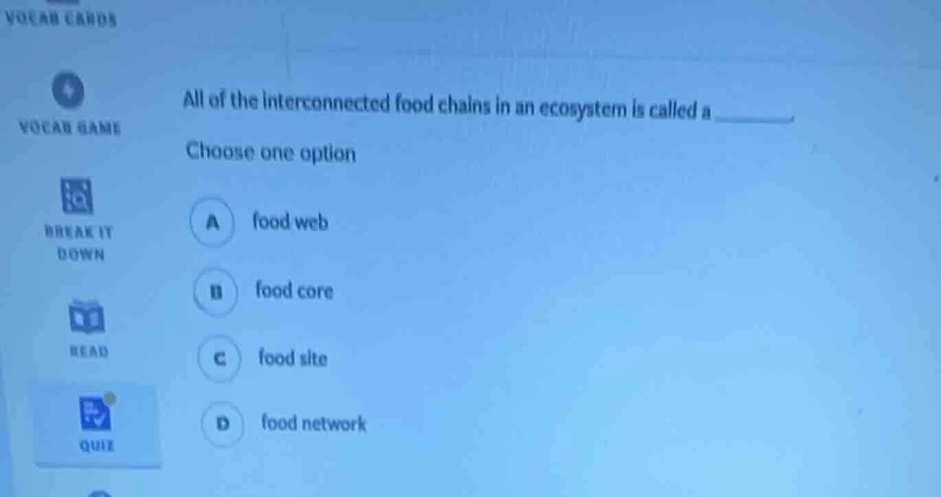 vocab cards vocab game break it down read quiz all of the interconnecte…