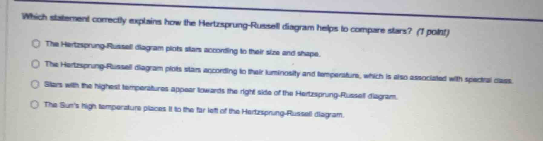 which statement correctly explains how the hertzsprung-russell diagram …