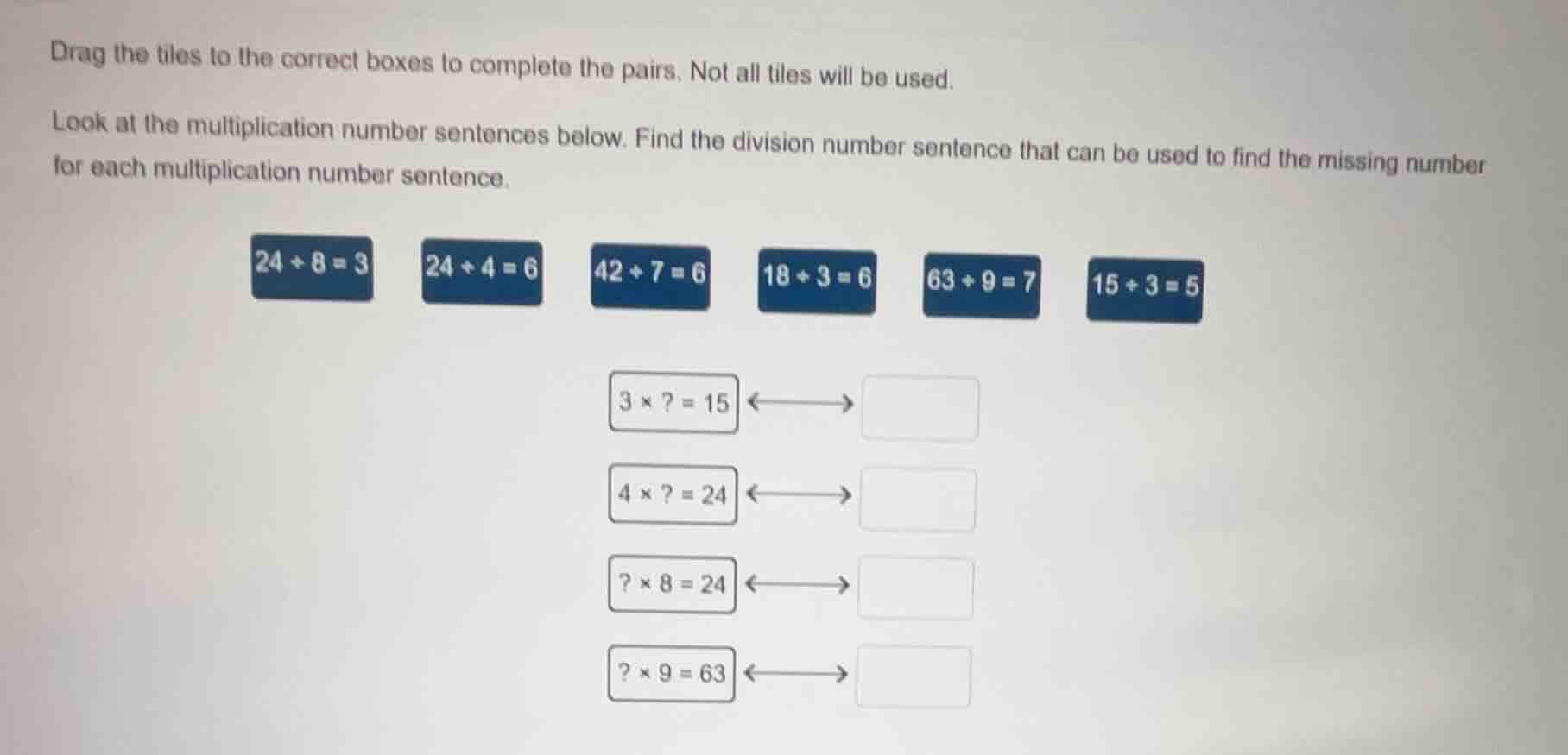 drag the tiles to the correct boxes to complete the pairs. not all tile…