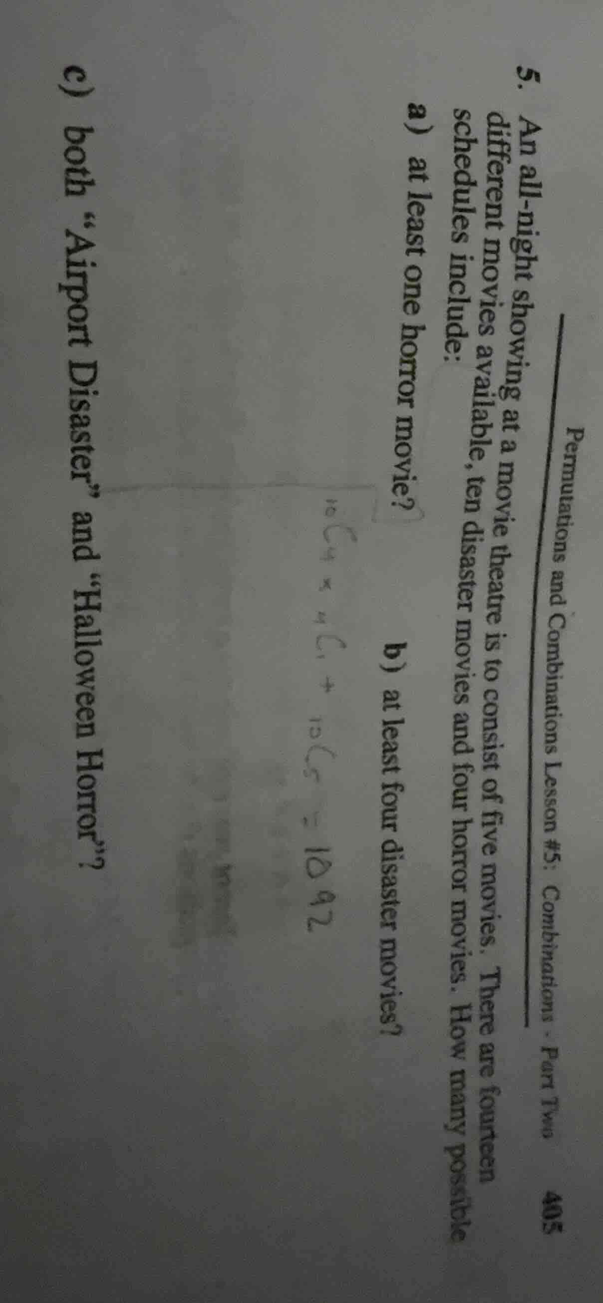 5. an all - night showing at a movie theatre is to consist of five movi…