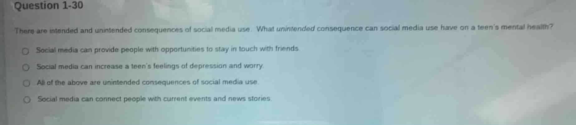 question 1-30 there are intended and unintended consequences of social …