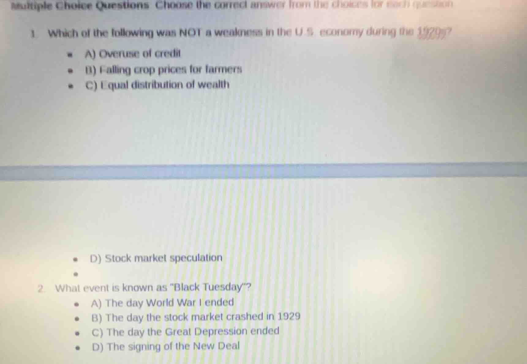 multiple choice questions choose the correct answer from the choices fo…