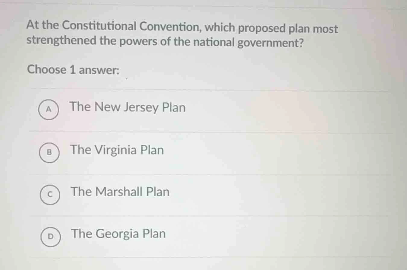 at the constitutional convention, which proposed plan most strengthened…