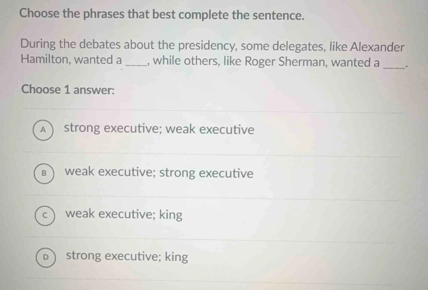 choose the phrases that best complete the sentence. during the debates …