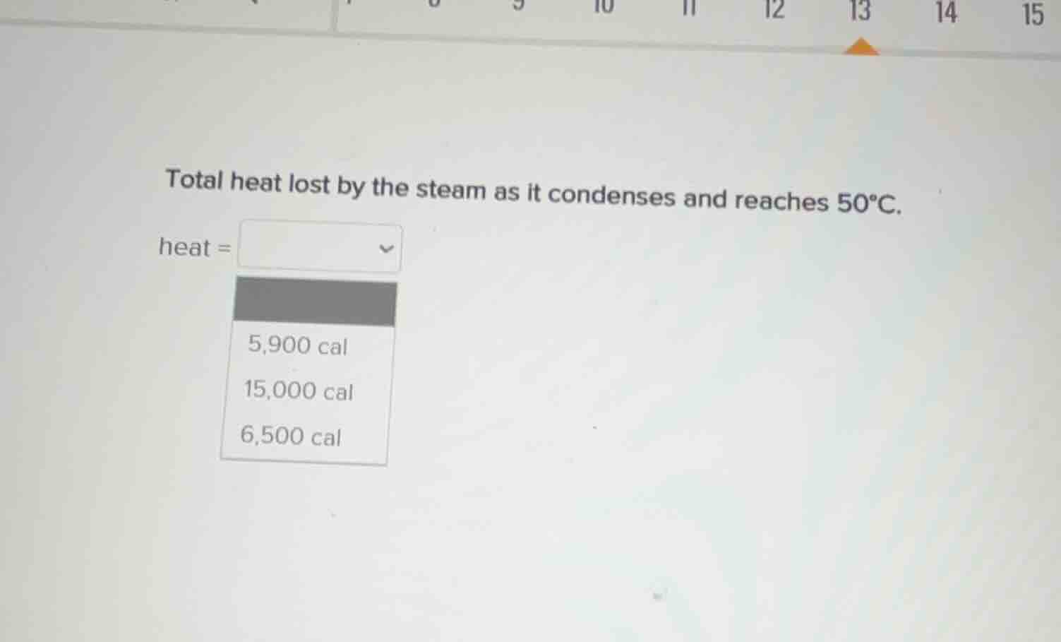 total heat lost by the steam as it condenses and reaches 50°c. heat = 5…