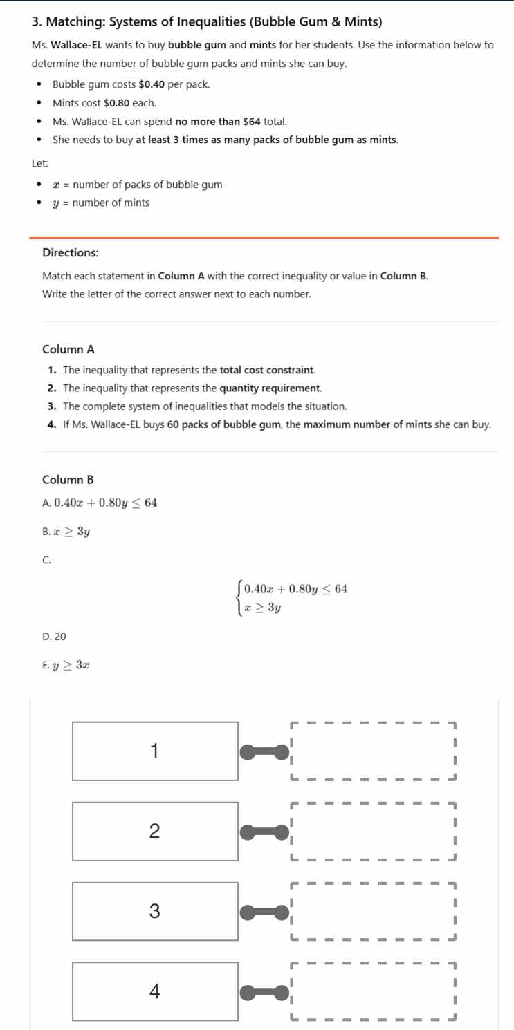 3. matching: systems of inequalities (bubble gum & mints) ms. wallace-e…