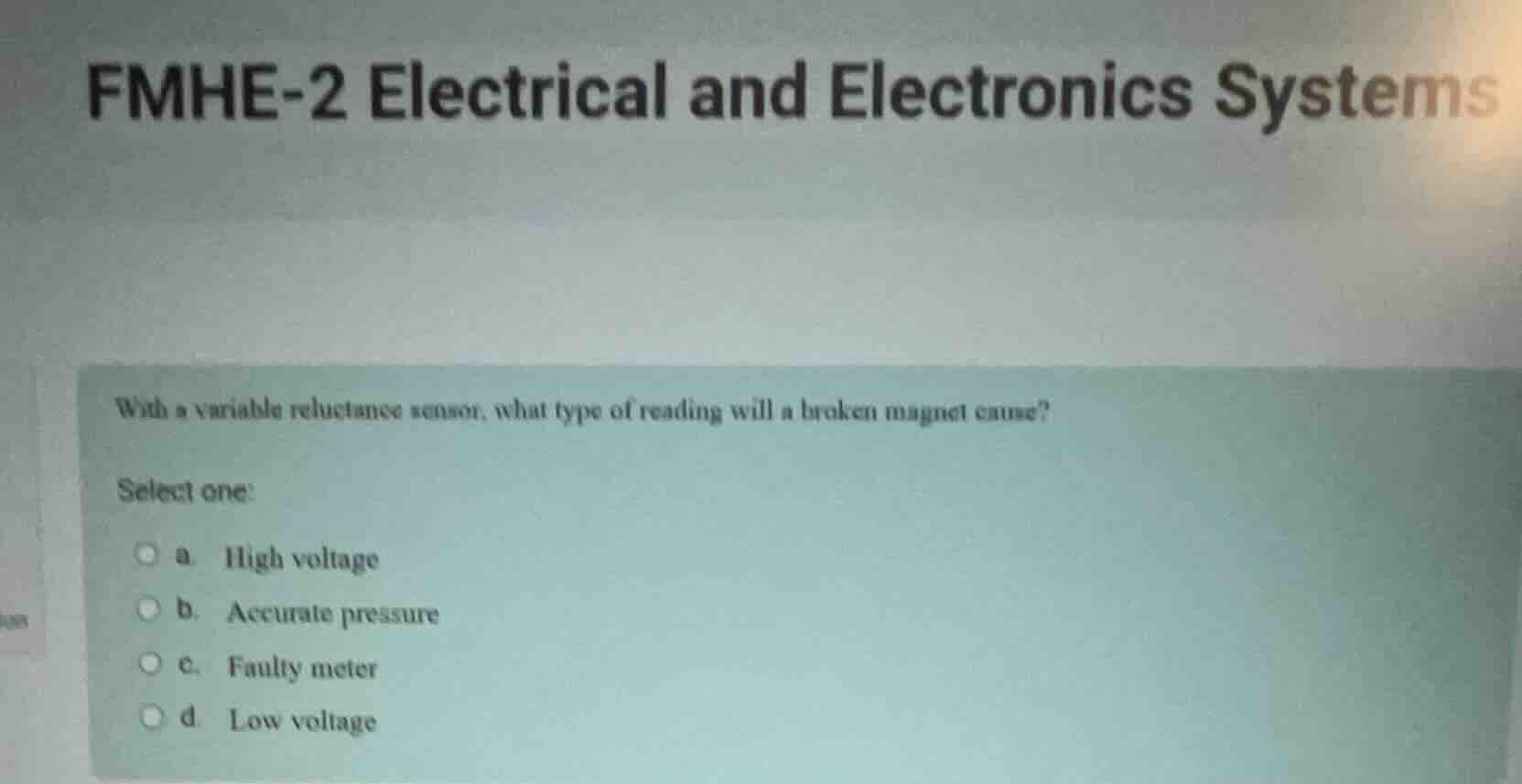 fmhe-2 electrical and electronics systems with a variable reluctance se…