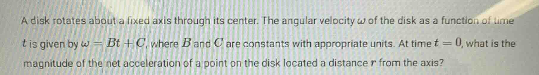 a disk rotates about a fixed axis through its center. the angular veloc…